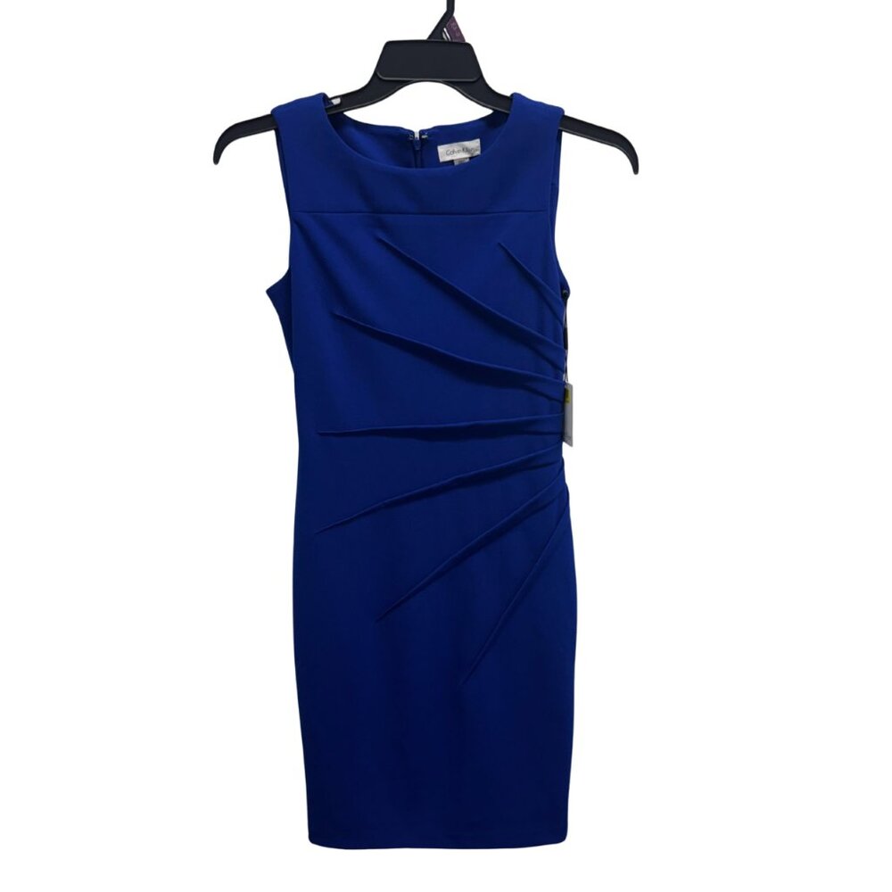 Calvin Klein Starburst Sheath Dress - Size 4, Ultramarine Blue, NWT - Picture 3 of 11